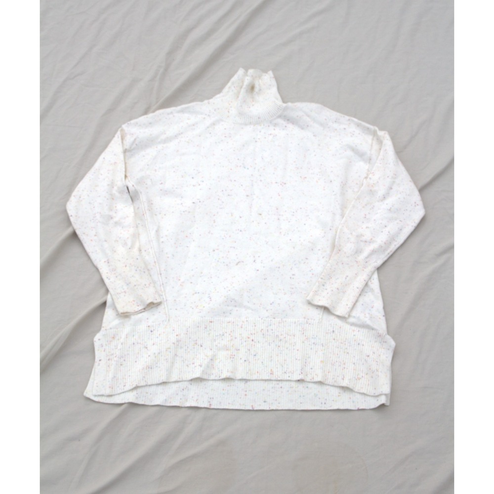 Rafaella Women's White Confetti Knit Turtleneck Sweater Size Medium